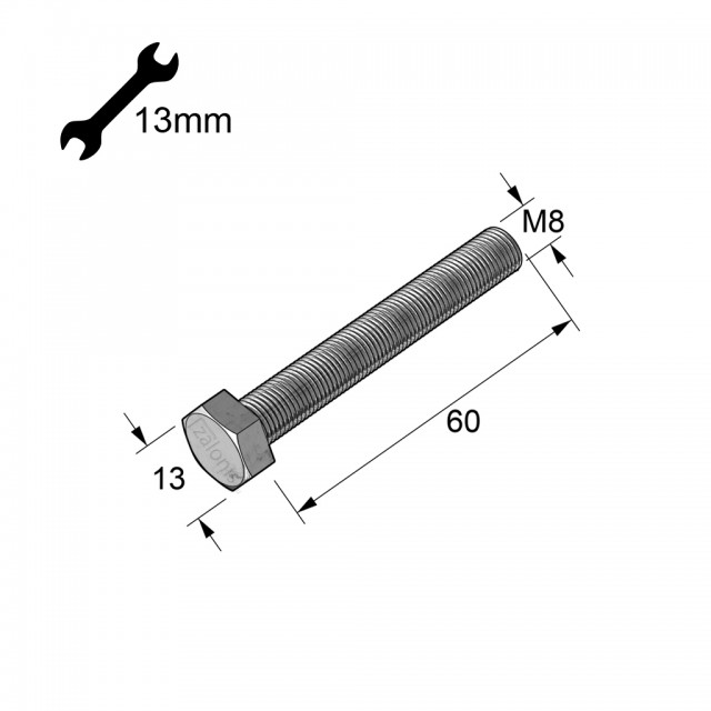 HEXAGON HEAD STEEL BOLT M8x60